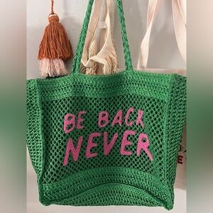 Be Back Never Shade & Shore Raffia Tote Bag